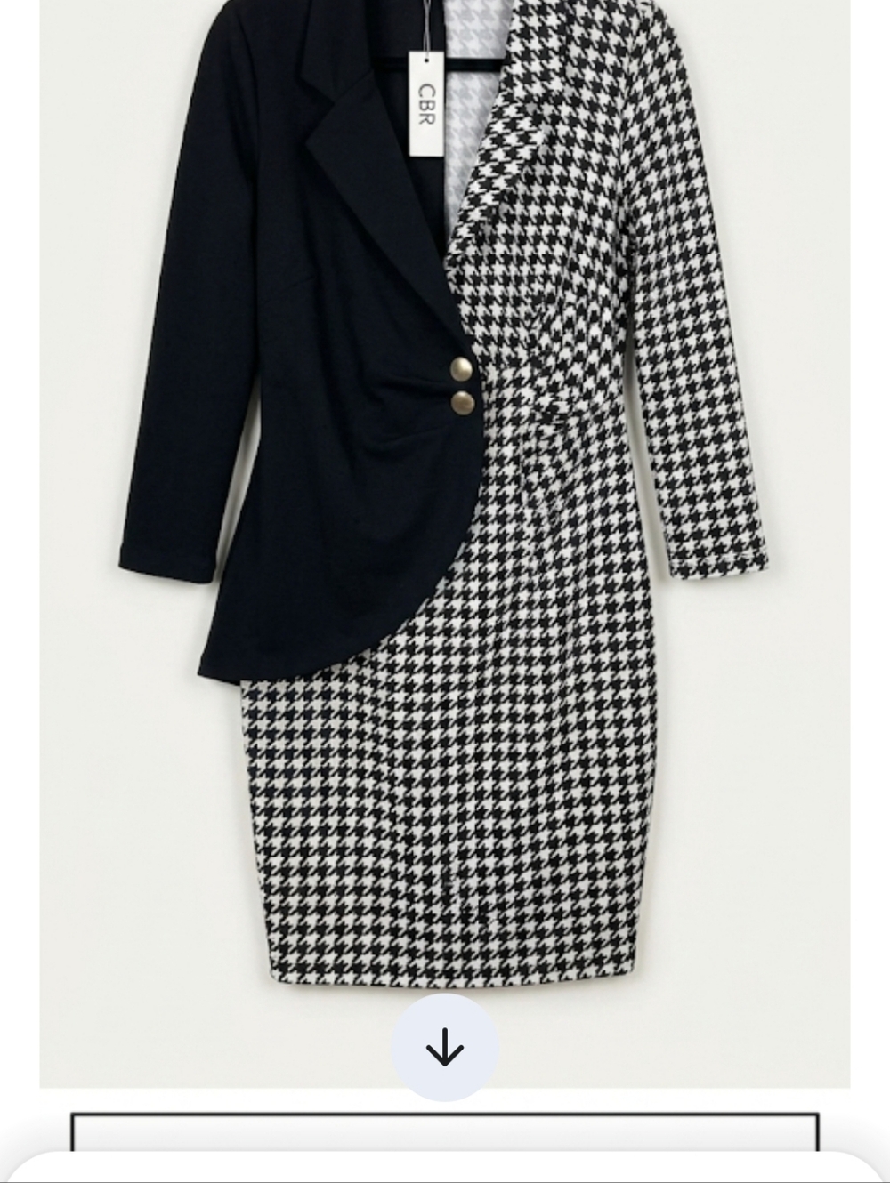 CBR Black & White Houndstooth Blazer-Style Dress